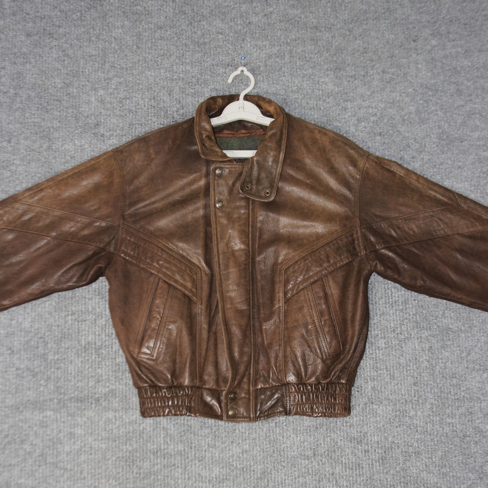 Vintage Adventure Bound Leather Jacket Mens S Brown Big Moose Custom Art